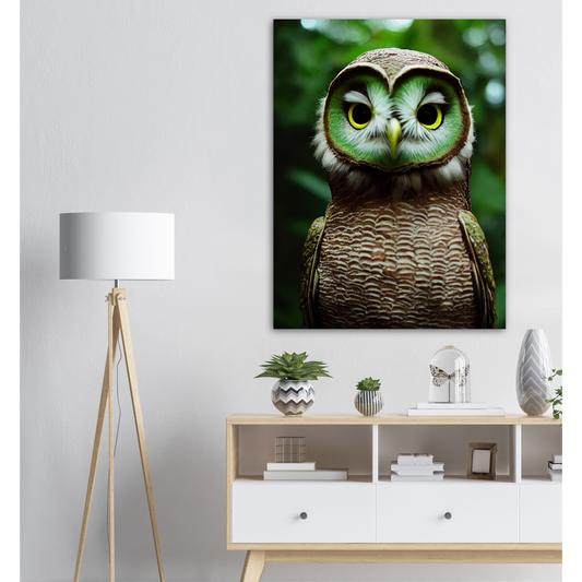 Poster in Museumsqualität - Fruit Owl No. 4 - "Kiki", the Kiwi Owl - Wandkunst - Kunstdruck - (lat. tyto actinidia) - Kiwi Eule - Schleiereulen - Kiwi Owl - Fruchteulen - Vogel - Bird - Strigiformes - Noctua - Ornithologie - Kunstwerk  - Office Poster - Poster mit Rahmen - Kaffee Tasse - Poster mit Leisten - Bedruckte Tassen - Kunst Marke - Art Brand - Acryldruck - Wandbild - Kunstdrucke - Papier: 250g/qm - Künstler: John Grayst & Pixelboys - Eulen - Owl - Geschenkidee - 