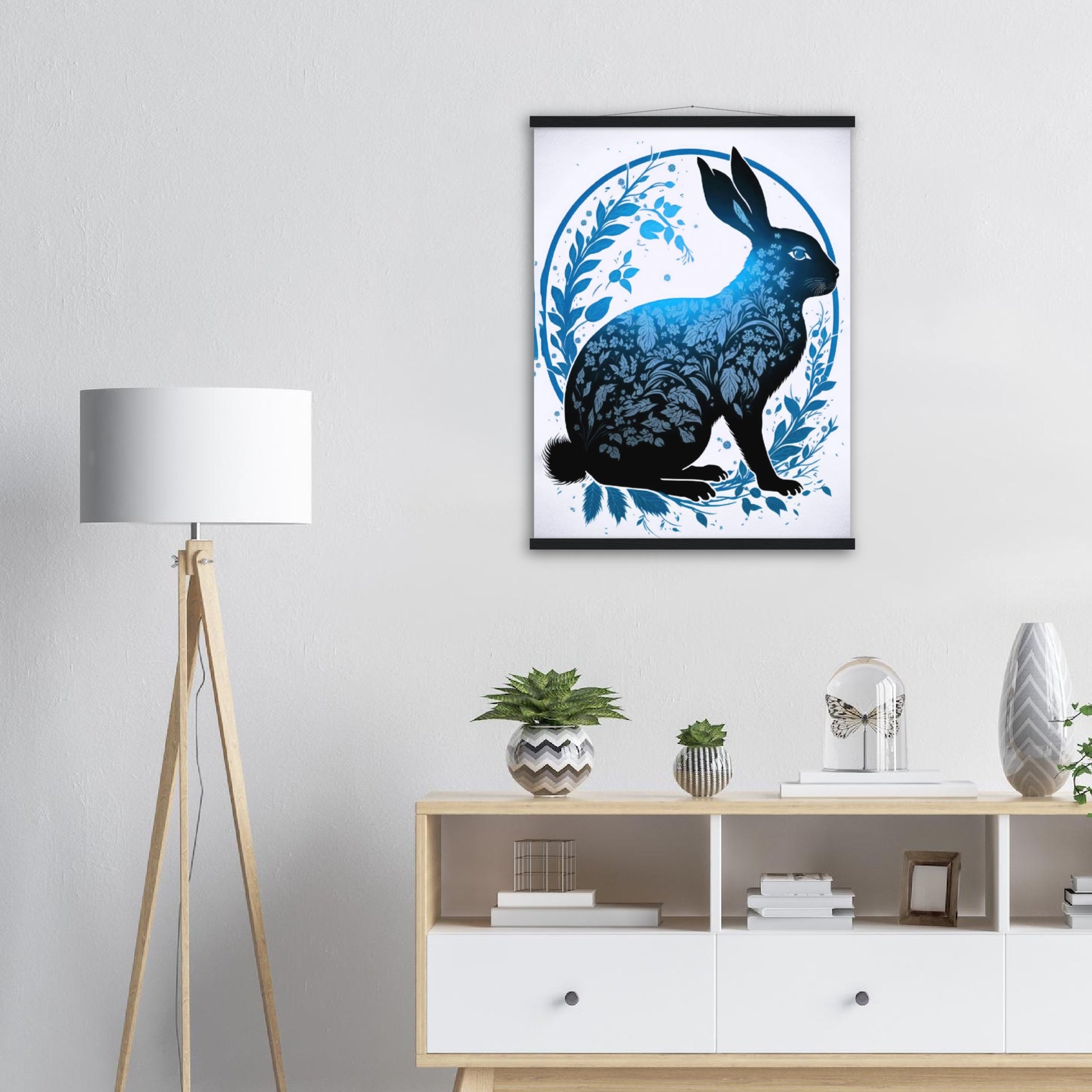 Poster mit Holzleisten - 癸卯 - Water Rabbit