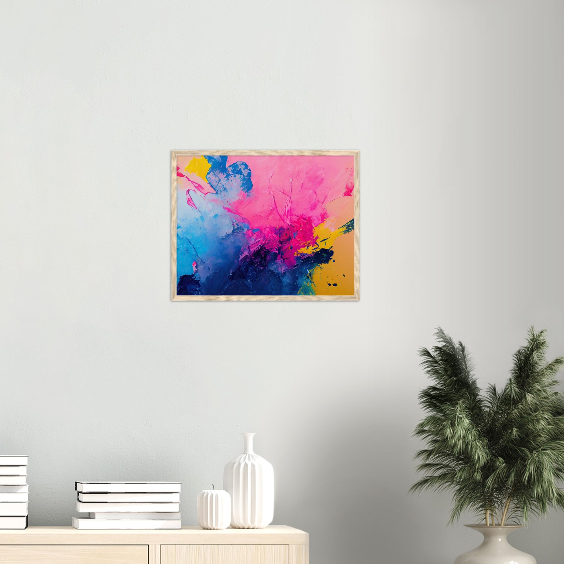 Poster mit Rahmen (Holz) in Museumsqualität - Color Splash - Art of Cubism - Fineart - bunt - Wandkunst - Colorfull - Poster with frame - Abstract Blue Kollektion - artwork - art brand - printed cup personalized - pixelboys - Kunstdrucke - wandbilder - wall art - Kunst auf Tassen - vintage art - Office Poster - Gastrotassen - Wanddekoration - Geschenkidee  - political peace - Baloon - Geschenkidee - Acrylkunst - Geschenkidee - Office Poster - Acryldruck - Abstrakte Kunst