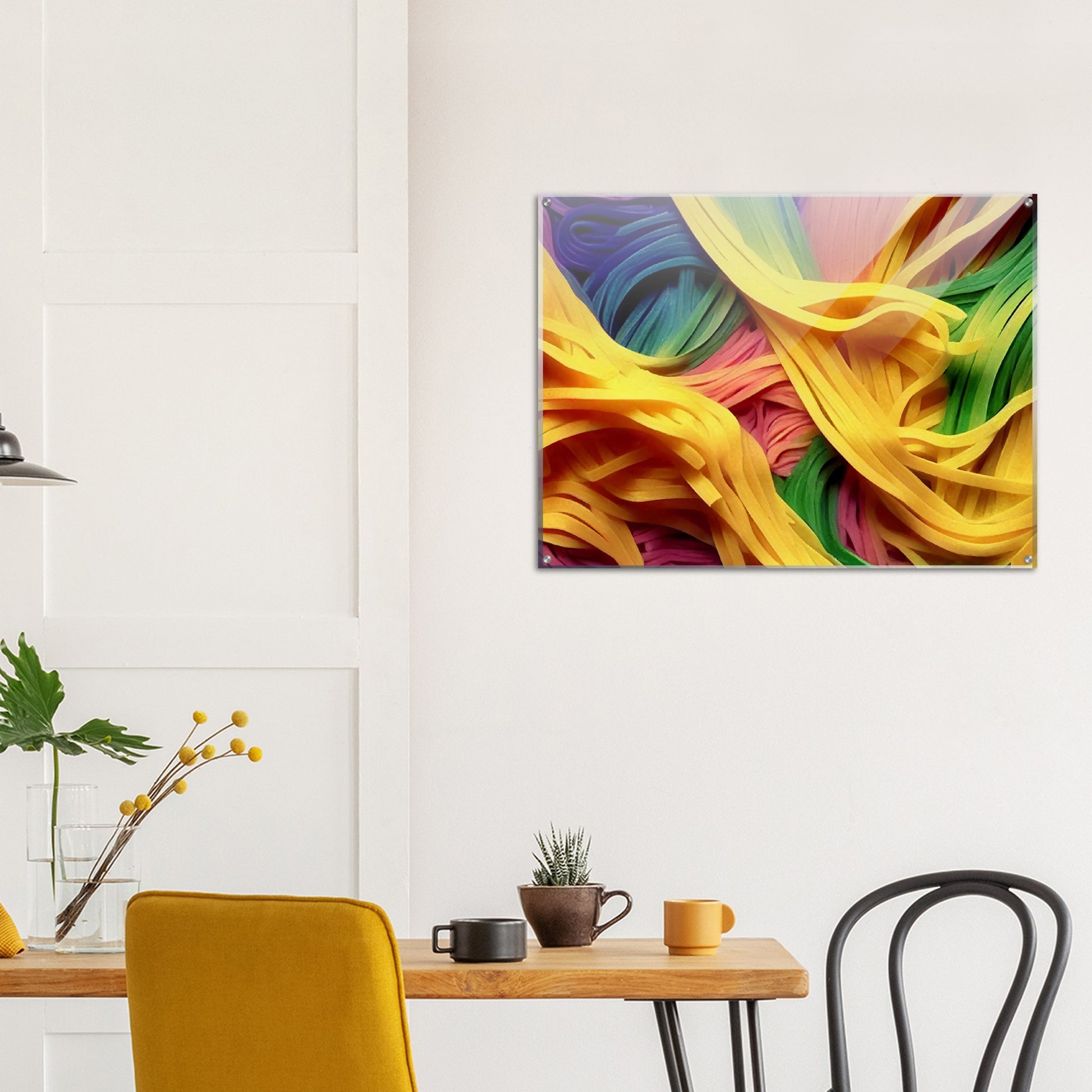 Acrylbild - Noodles upside-down - Pasta Love - Italien - China - Restaurant - Nudeln - Pasta - Teigwaren  - Wandkunst - Kunstdruck - Acryldruck - Kunstwerk - Office Poster - Poster mit Rahmen - Kaffee Tasse - Poster mit Leisten - Bedruckte Tassen - Kunst Marke - Art Brand - Kunstdrucke - Papier: 250g/qm - Künstler: Pixelboys - Poster with frame - Geschenkidee - Atelier Rome - Atelier Bologna - Atelier Milano -