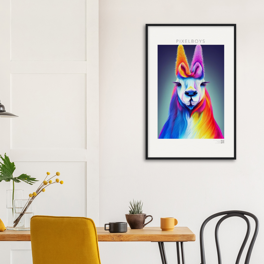 Poster mit Rahmen - Karma Lama No. 2 - "Edna" - Wandbild - Edna Erverage - LGBTQI+ - Christopher Street Day - Pride Month - Lesbian - Gay - Bisexual - Transgender - Queer & Intersexual - rainbow flag - unicorn - einhorn - rainbow - regenbogen - heteronormativity - Drag Queens - Asexual - Künstler: "John Grayst" - Pixelboys - Atelier - Wandbild - Museum - Germany - Berlin - USA - America - New York City - Los Angeles - Chicago - Houston - Phoenix - Philadelphia - Paris - Rom -