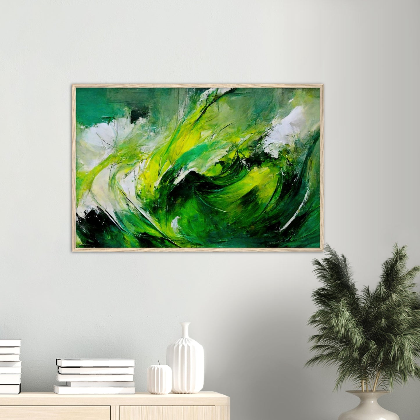 Poster mit Rahmen (Holz) in Museumsqualität - Green Storm - Ölgemälde - Grüner Sturm - Abstract - Klima - Planet - Fineart - Green Sea - Wandkunst - Holzrahmen - Poster with frame - Abstract Green Kollektion - artwork - art brand - printed cup personalized - pixelboys - Kunstdrucke - wandbilder - wall art - Kunst auf Tassen - vintage art - Office Poster - Gastrotassen - Wanddekoration - Fineart  - Colorfull - Dynamic - Geschenkidee - Acrylkunst - Geschenkidee - Office Poster - Acryldruck - Abstrakte Kunst -