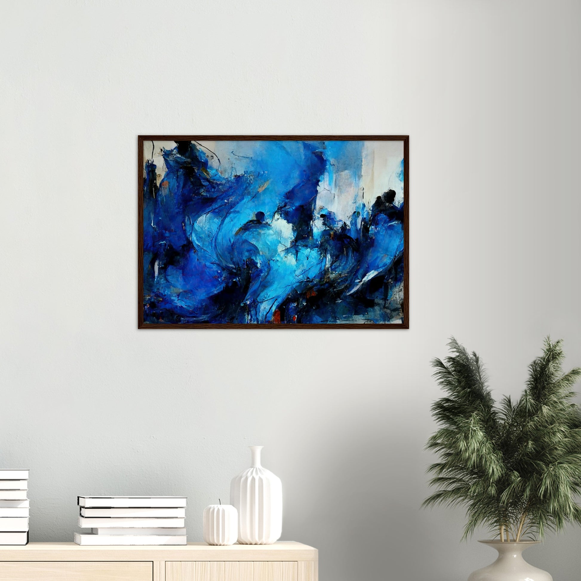 Poster mit Holzrahmen in Museumsqualität - Blue Revolution - Art of Cubism - Fineart - Peace - Wandkunst - Mankind - Poster with frame - Abstract Blue Kollektion - artwork - art brand - printed cup personalized - pixelboys - Kunstdrucke - wandbilder - wall art - Kunst auf Tassen - vintage art - Office Poster - Gastrotassen - Wanddekoration - Geschenkidee - political peace - freedom - uno - Geschenkidee - Acrylkunst - blauhelme - Geschenkidee - Office Poster - Acryldruck -