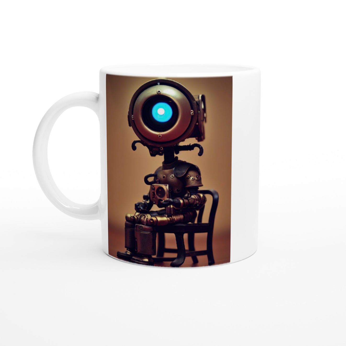 Personalisierte Tasse - Museumsqualität -  Tiny robot with coffee - "Bobby" - Acryldruck - Wandkunst - Customizable Coffee Cup - Personalized Gifts - Kunstdruck - Kleine Roboter - Acryldruck - Little Robots - Personalized Gifts - Tiny  - Steampunk - zukunft - Poster with frame - Kunstwerk - Office Poster - Poster mit Rahmen - Kaffee Tasse - Poster - Bedruckte Tassen - Kunst Marke - Art Brand - Kunstdrucke - Künstler: John Grayst & Pixelboys - emotional robots - Geschenkidee -