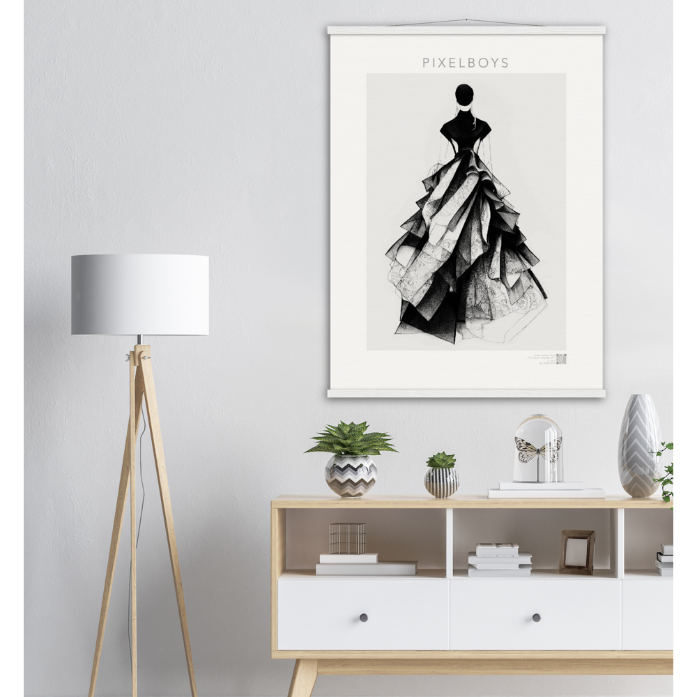 Haute Couture Poster Set mit Leisten aus Holz - Wandbild - Haute Couture - No. 5 - "Ambre" - Künstler: "The Unknown Artist Nb. 517" Wandbilder - Kunstdrucke - Pixelboys - Atelier - Milano - Berlin - Munich - Madrid - New York - Dubai - Paris - Tokio - Rom -