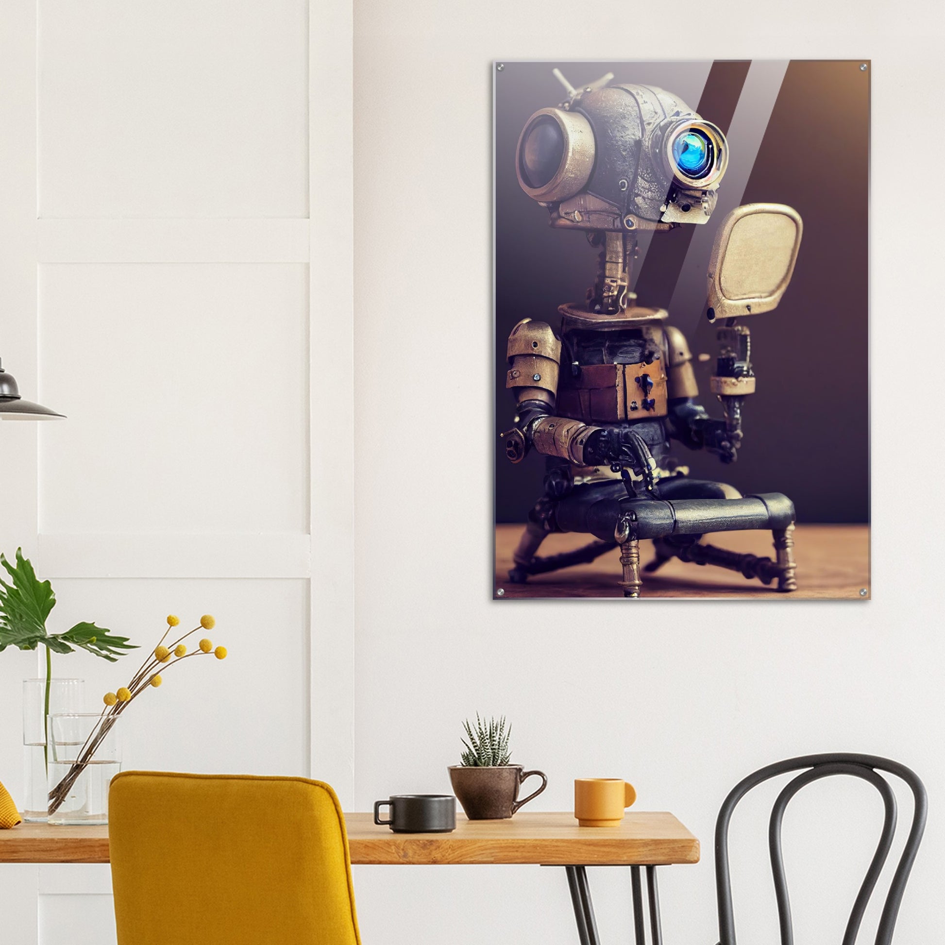 crylbild - in Museumsqualität - Tiny robot with a mirror - Hitoshi 人 - Wall Art - Spiegel - Acryldruck - Wandkunst - Customizable Coffee Cup - Personalized Gifts - Kunstdruck - Kleine Roboter - Acryldruck - Little Robots - Personalized Gifts - Tiny  - Steampunk - zukunft - Poster with frame - Kunstwerk - Office Poster - Poster mit Rahmen - Kaffee Tasse - Poster - Bedruckte Tassen - Kunst Marke - Art Brand - Kunstdrucke - Künstler: John Grayst & Pixelboys - emotional robots - Geschenkidee - 