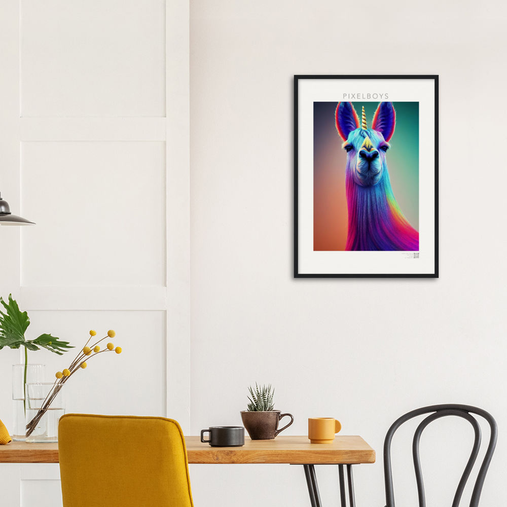 Poster mit Rahmen (Holz)- Karma Lama No. 3 - "Bob" - Wandbild - Bob the Drag Queen - LGBTQI+ - Christopher Street Day - Pride Month - Lesbian - Gay - Bisexual - Transgender - Queer & Intersexual - rainbow flag - unicorn - einhorn - rainbow - regenbogen - heteronormativity - Drag Queens - Asexual - Künstler: "John Grayst" - Pixelboys - Atelier - Acryldruck - Museum - Germany - Berlin - USA - America - New York City - Los Angeles - Chicago - Houston - Phoenix - Philadelphia - Paris - Rom -