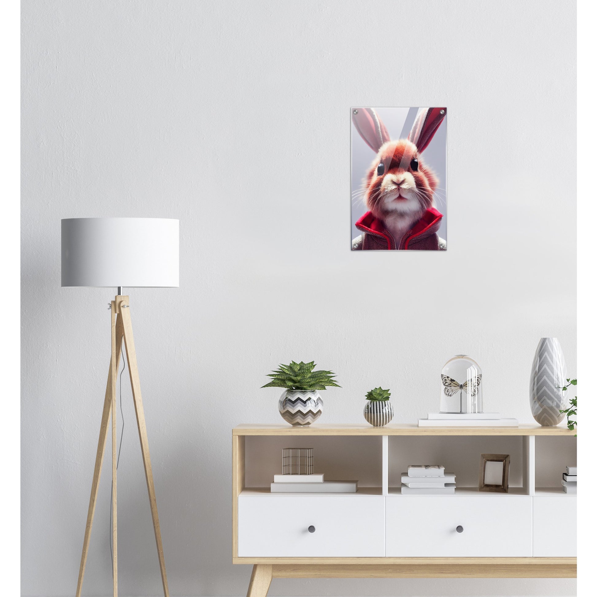 Acryldruck - Museumsqualität - Bunny in grey red tracksuit - "Julius" - Acryl art - personalized mug - customized mug - Cute rabbit - Marke:- Pixelboys - Brand - Art Prints - Marke - Wandkunst - Papierstärke: 250g/qm - Wall Art - Bunny crew - Skater Betty - Hasen Gang - Original - Künstler:Pixelboys - Poster with frame - Office Poster - Acrylkunst - Trend - Wandschmuck - Acrylbild - Atelier Canada - 