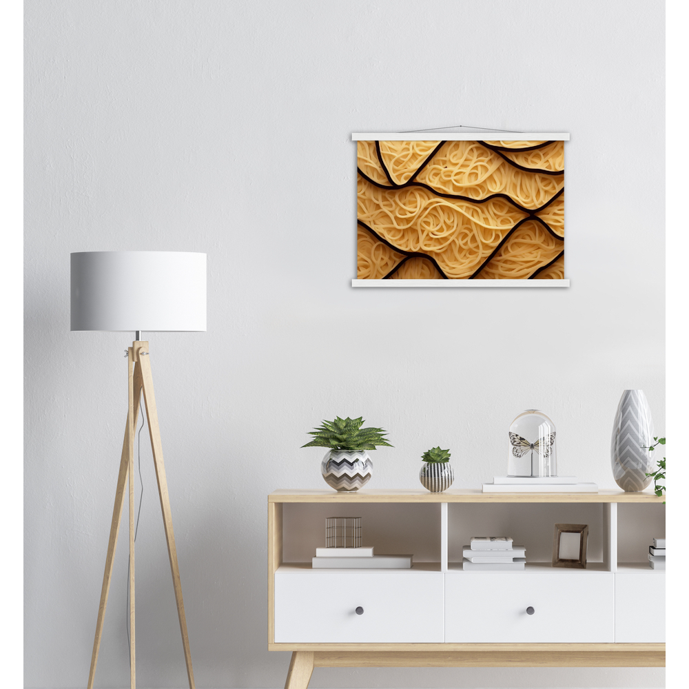 Poster mit Leisten - Spaghetti in shape - Pasta Love - Italien - China - Restaurant - Nudeln - Pasta - Teigwaren  - Wandkunst - Kunstdruck - Acryldruck - Kunstwerk - Office Poster - Poster mit Rahmen - Kaffee Tasse - Poster mit Leisten - Bedruckte Tassen - Kunst Marke - Art Brand - Kunstdrucke - Papier: 250g/qm - Künstler: Pixelboys - Poster with frame - Geschenkidee - Atelier Rome - Atelier Bologna - Atelier Milano -