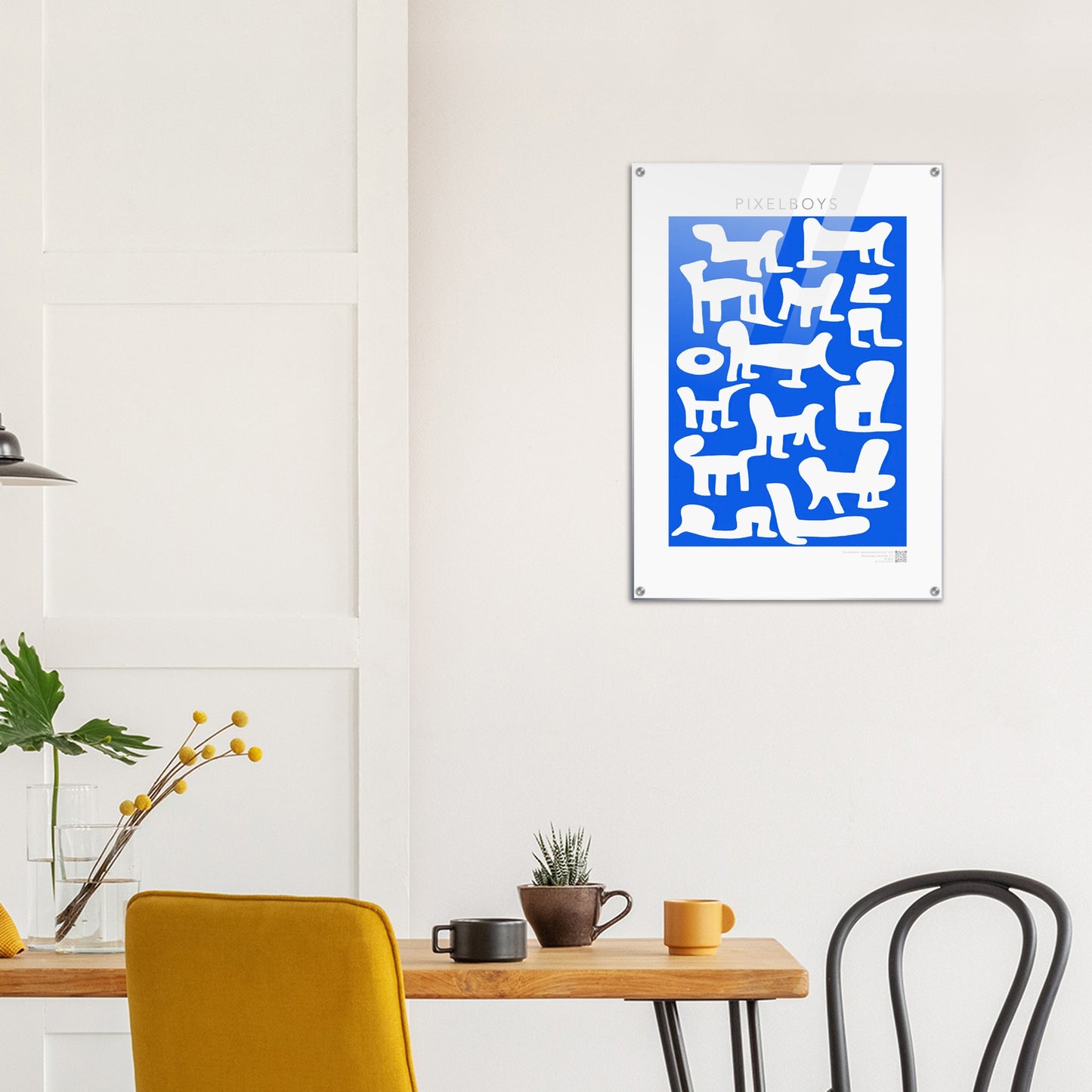 Acrylbild - in Museumsqualität - Doodlemania "weird animals on blue" - No.1 - Hunde - Katzen - Doodle Kunst - Poster mit Rahmen - doodle artwork - Acrylbild - Kunstdruck - Wandbild - office Poster - Poster with frame -  Künstler: Pixelboys & The Unknown Artist Nb.517 - keith haring - anti stress art - Art Brand - 