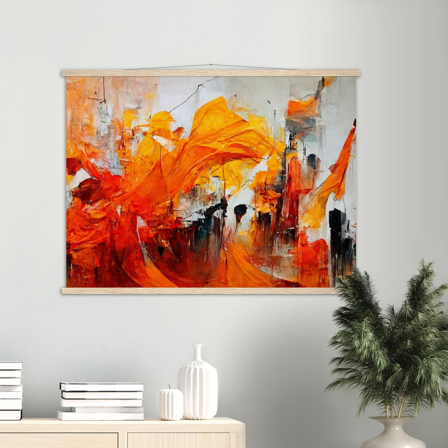 Poster mit Holzleisten - “Urban Indian Summer“ - autumn - Neu-Delhi - Kalkutta- Ölgemälde - Abstract - India Art - Posterleisten - Fineart - Posterrahmen  - Wandkunst - Holzrahmen - Poster with frame - Abstract Orange - artwork - art brand - printed cup personalized - Holzleisten - pixelboys - Kunstdrucke - wandbilder - wall art - Kunst auf Tassen  - Office Poster - Gastrotassen - Wanddekoration - Fineart - Dynamic - Acrylkunst - Geschenkidee - Office Poster - Acryldruck - Abstrakte Kunst -