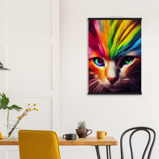 Poster Set mit Leisten aus Holz - Die bunte Katzen Löwin "Nala" - Wallart - Poster Store - Online - XXL Größen