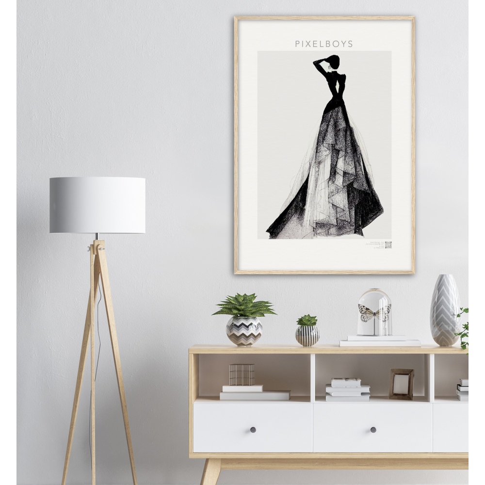 Poster Set mit Rahmen aus Holz in Museumsqualität - Haute Couture - Haute Couture - No. 3 - "Emma"- Künstler: "The Unknown Artist Nb. 517" Wandbilder - Kunstdrucke - Pixelboys - Atelier - Milano - Berlin - Munich - New York - Dubai - Paris - Tokio - 