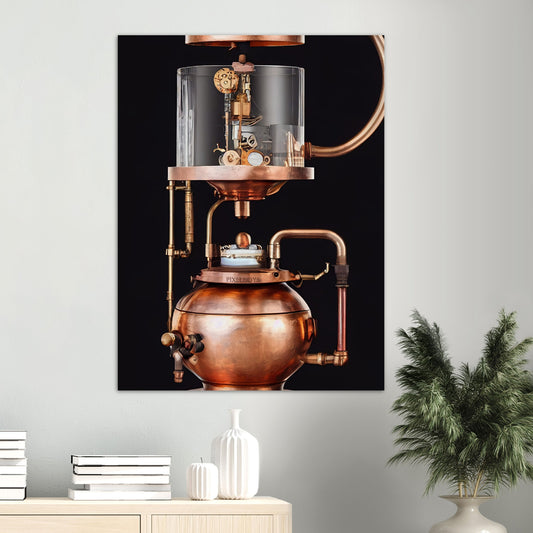 Poster in Museumsqualität - Steampunk - Coffee Maker - No.6 - Collection Cup - Pixelboys - Wandbild - Kunstwerk - Hotelkunst - Kunst auf Postern - Fine Art - Steampunk - Future - Maschine - Poster with frame - Office Poster - Art Brand - Pixelboys - Coffee House - Restaurant Poster - Wall Art - Kunstdruck - Geschenkidee - Kunst auf Acrylglas - Future Coffee Cup - Personalisierbare Tasse - Gastro Tasse - exklusiv - Acryldruck - Gastronomie Poster - Hotelposter - Teestube - Steam Punk Kitchen - 