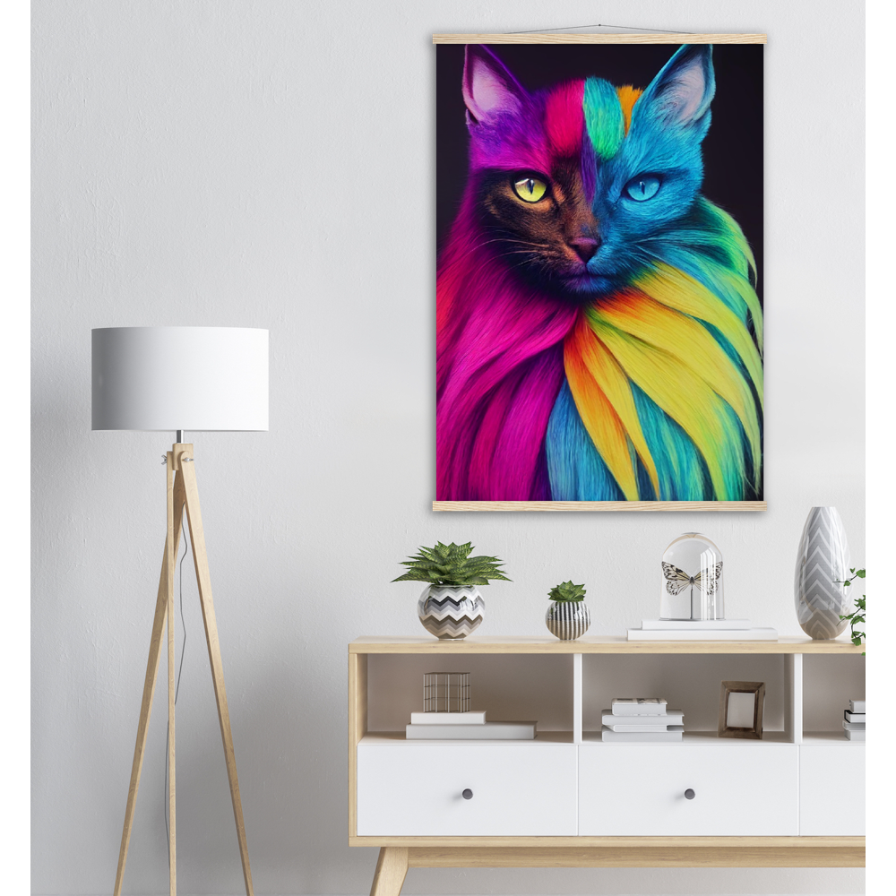 Poster mit Leisten - Mit edler Regenbogenkatze "Bella"