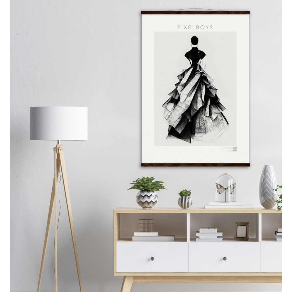 Haute Couture Poster Set mit Leisten aus Holz - Wandbild - Haute Couture - No. 5 - "Ambre" - Künstler: "The Unknown Artist Nb. 517" Wandbilder - Kunstdrucke - Pixelboys - Atelier - Milano - Berlin - Munich - Madrid - New York - Dubai - Paris - Tokio - Rom -