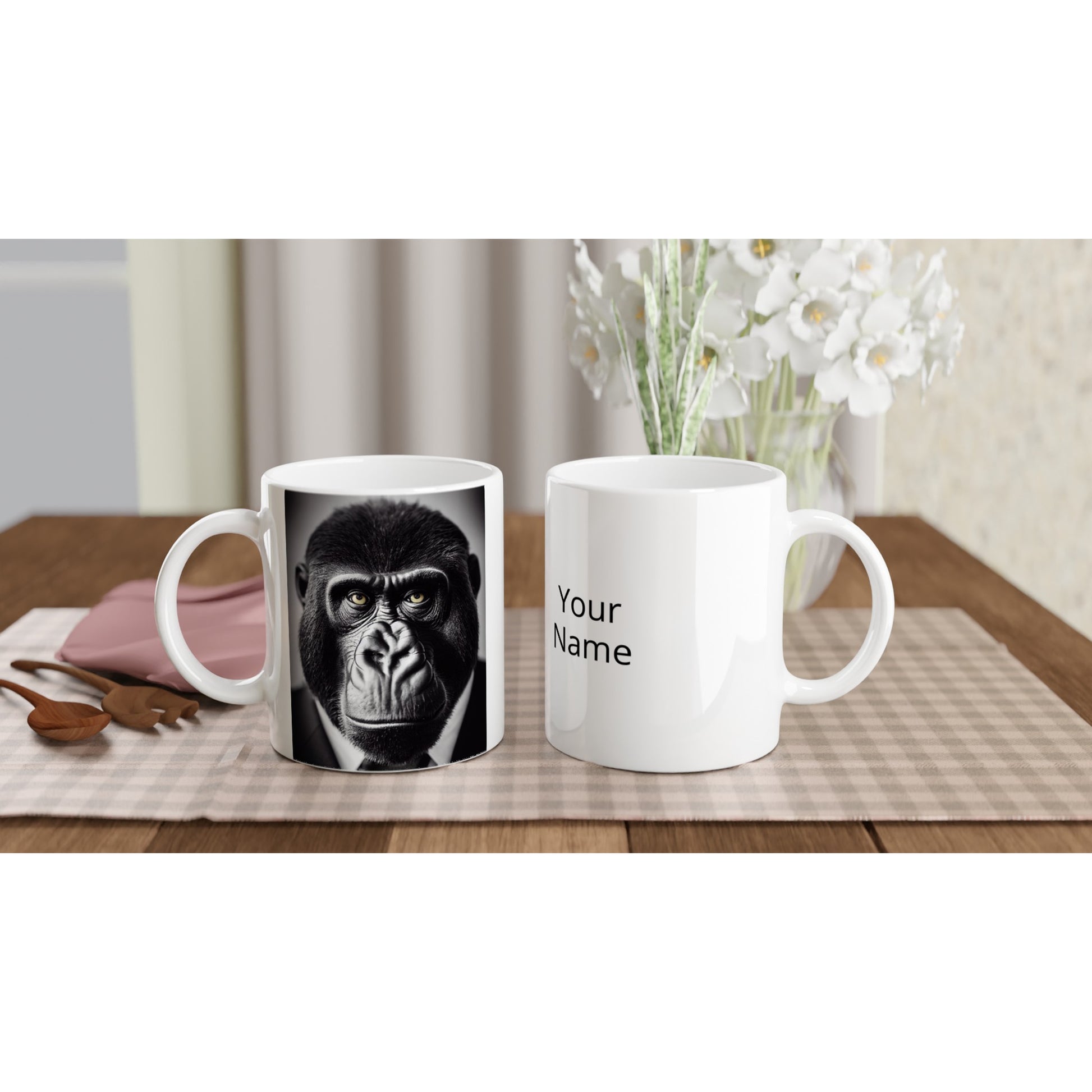 Personalisierbare Tasse - Business Animals No. 1 "Albert" - Ape - Affe - Bedruckte Tasse - Geschäfts Tiere - Künstler: "John Grays" Kunstdruck - Pixelboys - Atelier - Milano - Berlin - Munich - Madrid - New York - Dubai - Paris - Tokio - Rom - Lisbon - Ottawa - Bern Switzerland - Amsterdam -