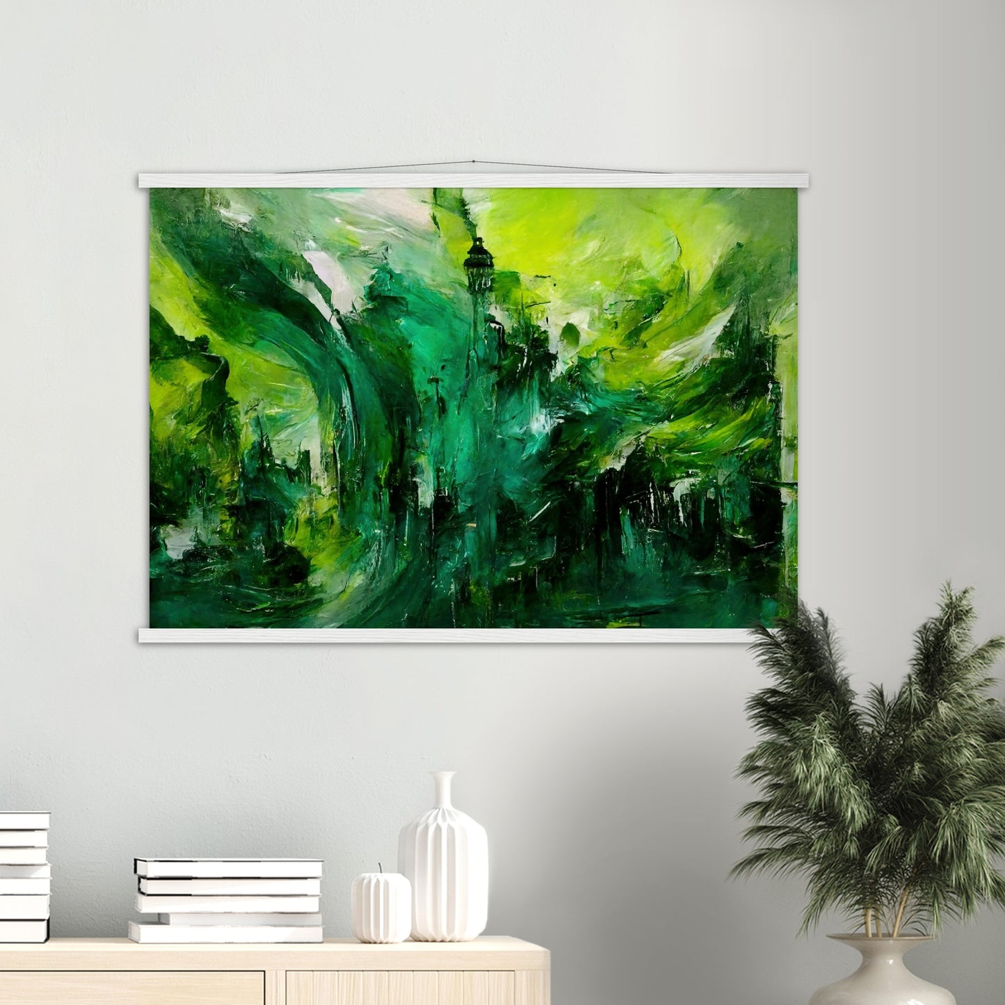 Poster mit Leisten (Holz) - in Museumsqualität - Storm over London - „Revenge of Nature“ - Ölgemälde - Grüner Sturm - Abstract - London - Planet - Fineart - Green Sea - Wandkunst - Holzrahmen - Poster with frame - Abstract Green - artwork - art brand - printed cup personalized - Holzleisten - pixelboys - Kunstdrucke - wandbilder - wall art - Kunst auf Tassen  - Office Poster - Wanddekoration - Fineart  - Colorfull - Dynamic - Acrylkunst - Geschenkidee - Office Poster - Acryldruck - Abstrakte Kunst -