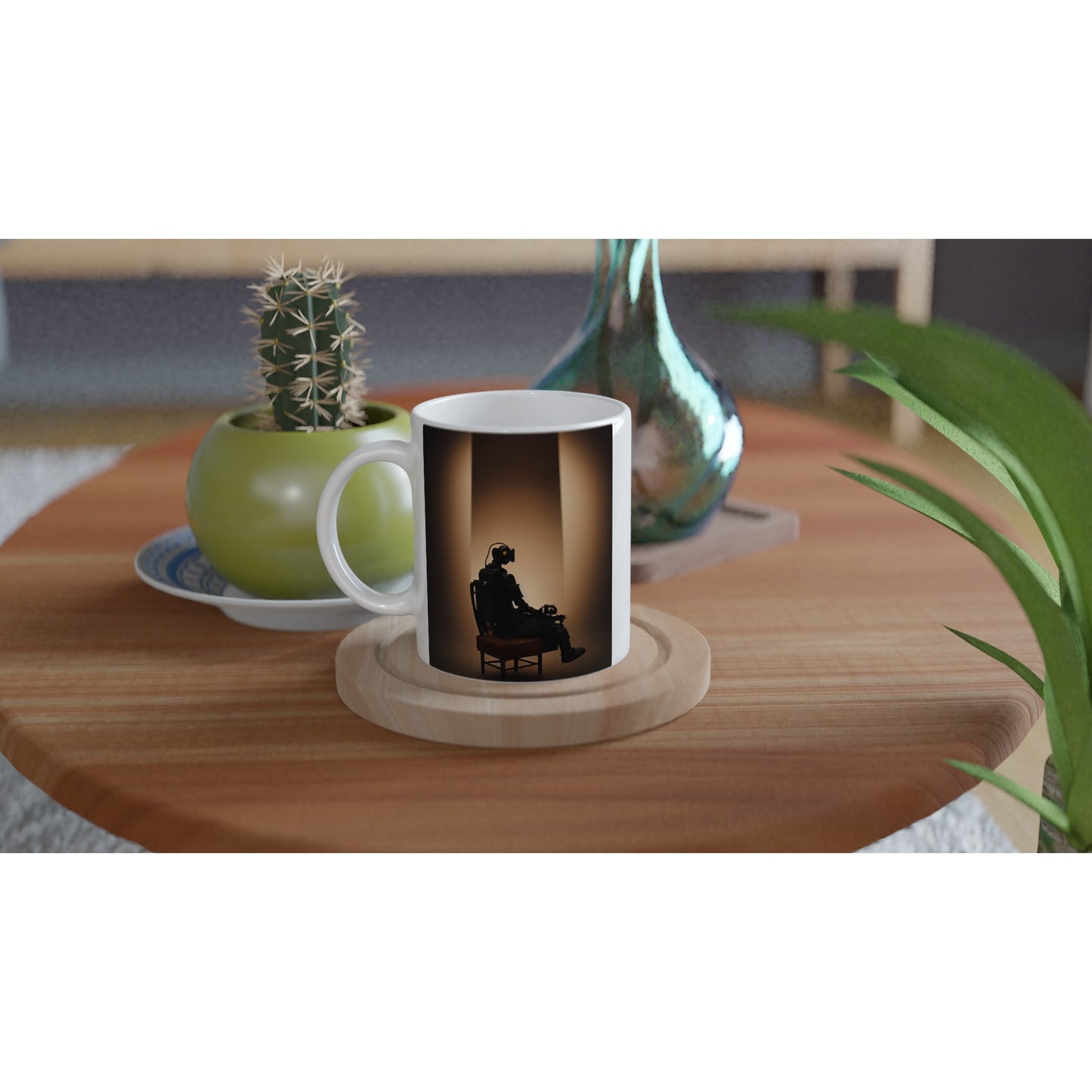 Personalisierbare Tasse - Sad Robots - 2022 - "Lonely"- No.1 - Wandkunst - Customizable Coffee Cup - Museumsqualität - Kunstdruck - Traurige Roboter - Steampunk - Acryldruck - Sad Robots - Maschine - Personalized Gifts - Terminator - blech - traurig - sad - nr.5 lebt - zukunft - Kunstwerk - Office Poster - Poster mit Rahmen - Kaffee Tasse - Poster mit Leisten - Bedruckte Tassen - Kunst Marke - Art Brand - Wandbild - Kunstdrucke - Künstler: John Grayst & Pixelboys - emotional robots - Geschenkidee -