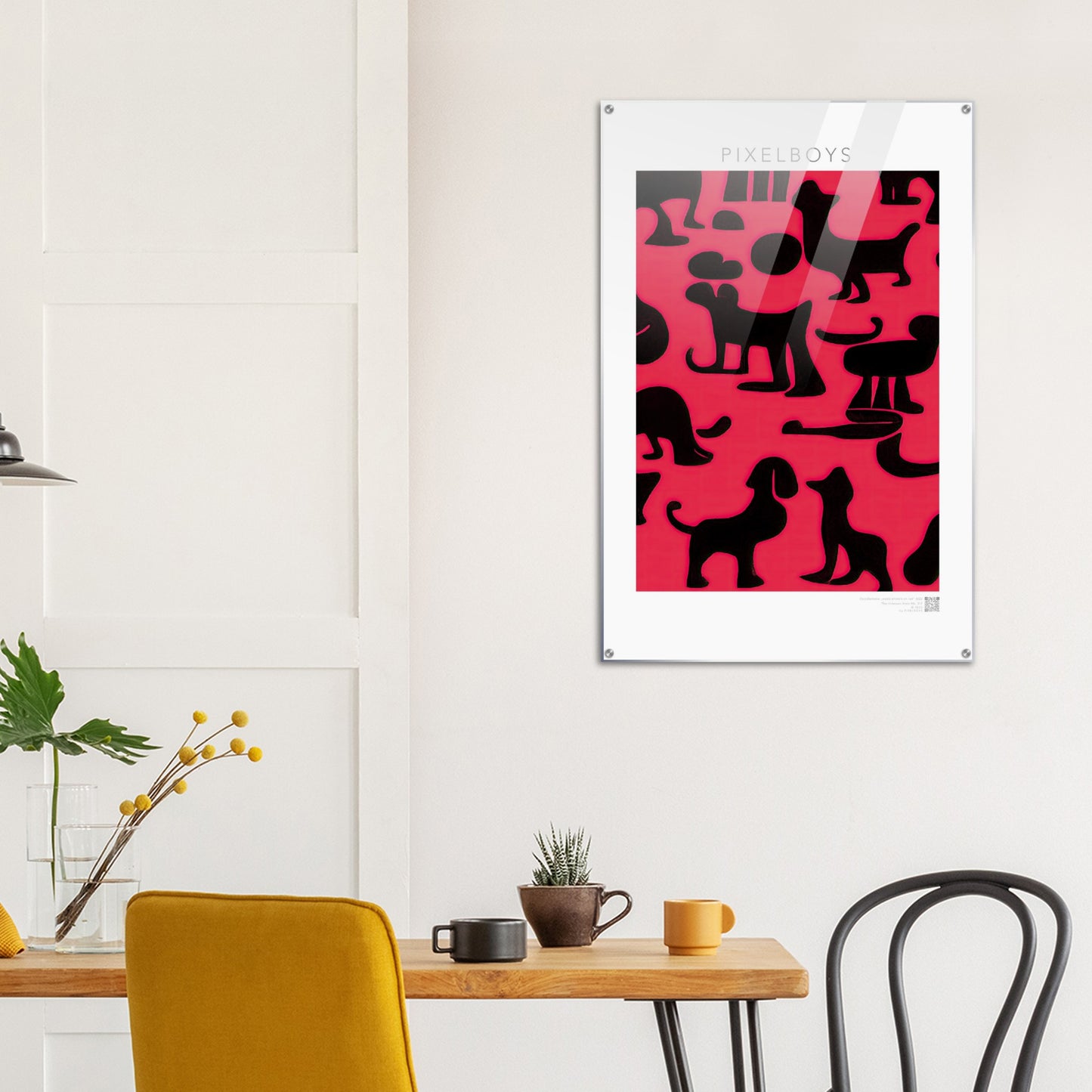  Acrylbild - in Museumsqualität - Doodlemania "weird animals on red"- No.2 - Hunde - Katzen - Doodle Kunst - dogs - Cats - gastro - Poster mit Rahmen - doodle artwork - Acrylbild - Kunstdruck - Wandbild - office Poster - Poster with frame -  Künstler: Pixelboys & The Unknown Artist Nb.517 - keith haring - anti stress art - Art Brand - Kunstdruck 