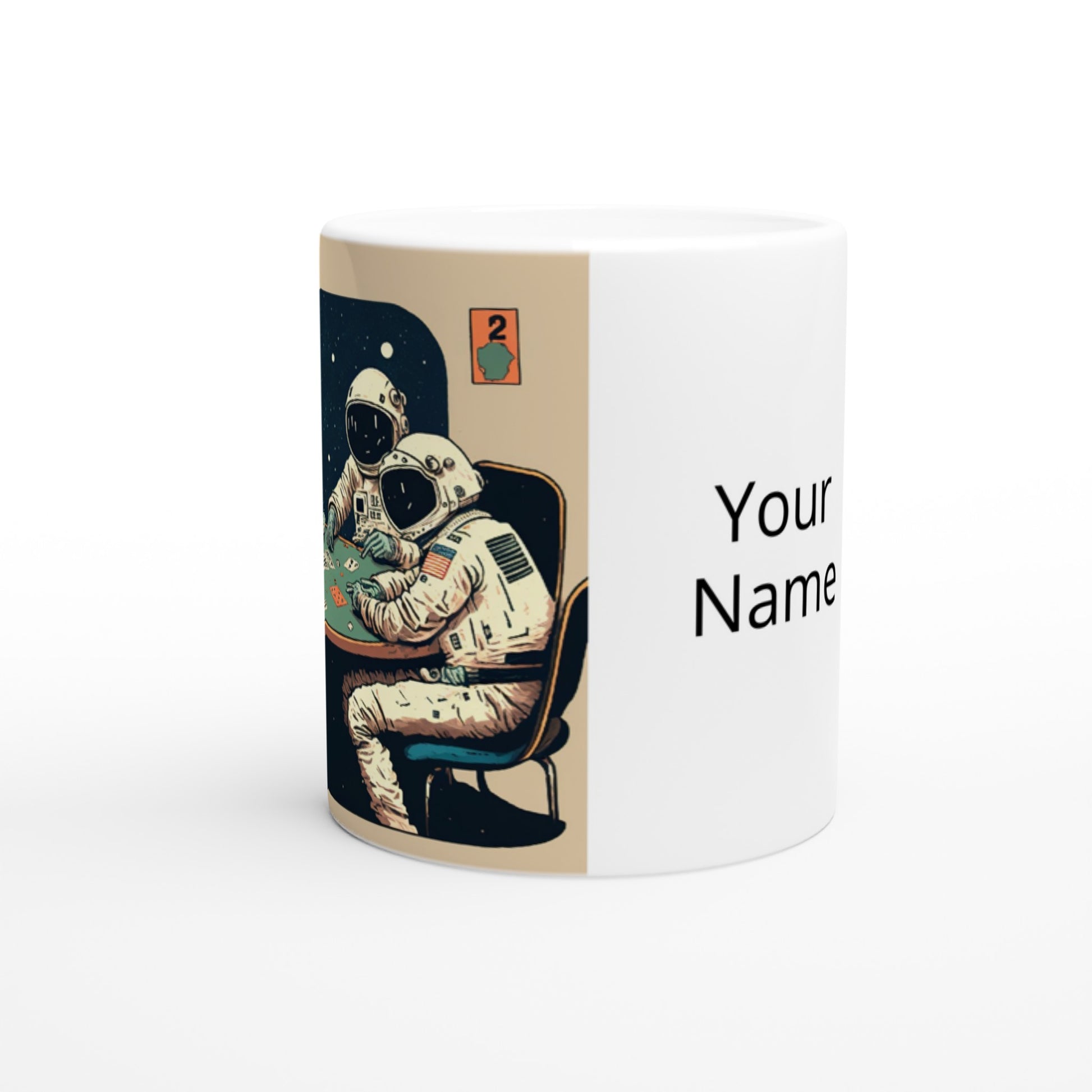 Personalisierte Tasse (bedruckt) in Museumsqualität - Gambling Astronauts - Illustration - Astronaut - Poker - Rocketman - Posterleisten - USA - Fineart - Posterrahmen  - Wandkunst - Holzrahmen - Poster with frame - artwork - art brand - printed cup personalized - Holzleisten - pixelboys - Kunstdrucke - wandbilder - wall art - Kunst auf Tassen  - Office Poster - Gastrotassen - Wanddekoration - Acrylkunst - Geschenkidee - Office Poster - Acryldruck - Abstrakte Kunst -