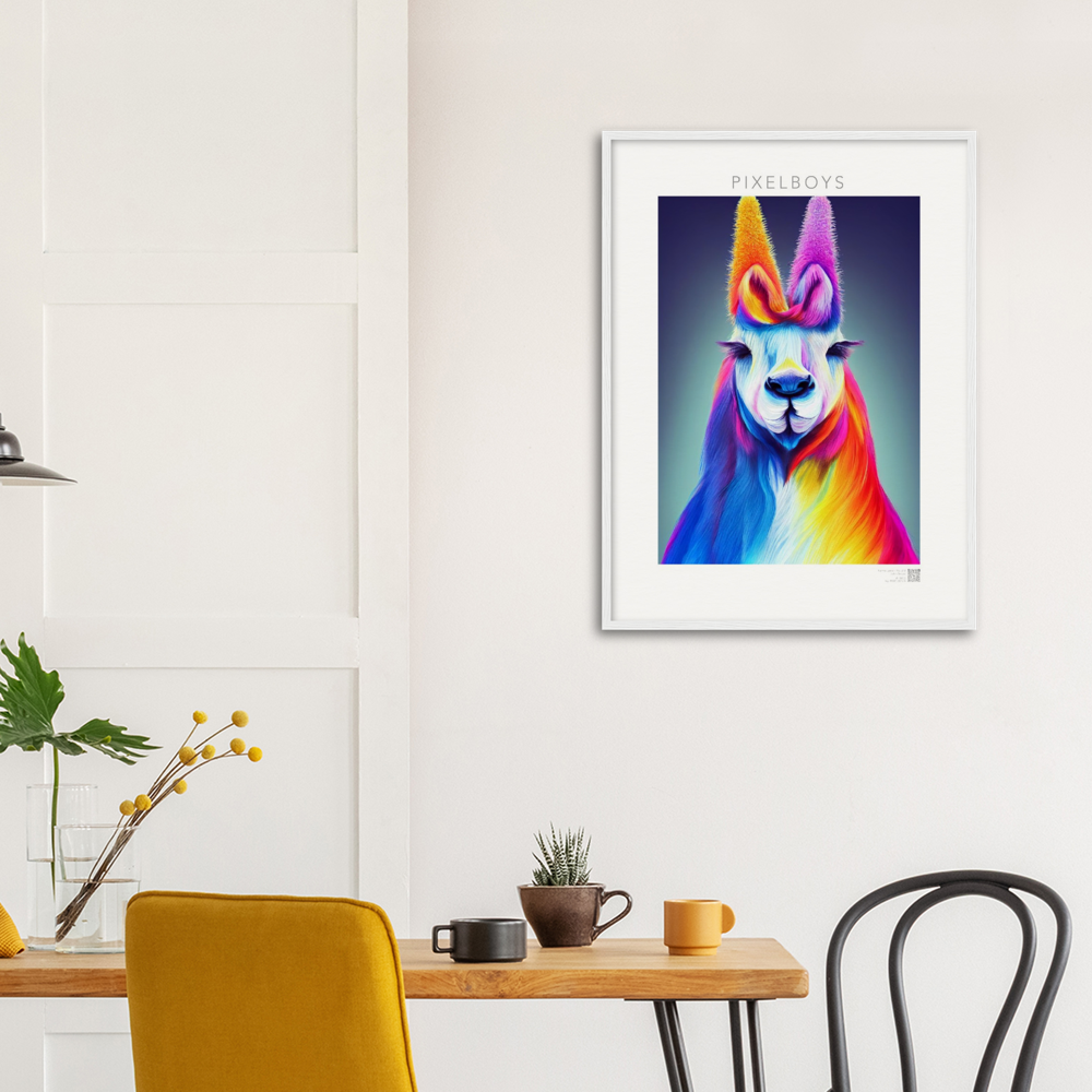 Poster mit Rahmen - Karma Lama No. 2 - "Edna" - Wandbild - Edna Erverage - LGBTQI+ - Christopher Street Day - Pride Month - Lesbian - Gay - Bisexual - Transgender - Queer & Intersexual - rainbow flag - unicorn - einhorn - rainbow - regenbogen - heteronormativity - Drag Queens - Asexual - Künstler: "John Grayst" - Pixelboys - Atelier - Wandbild - Museum - Germany - Berlin - USA - America - New York City - Los Angeles - Chicago - Houston - Phoenix - Philadelphia - Paris - Rom -