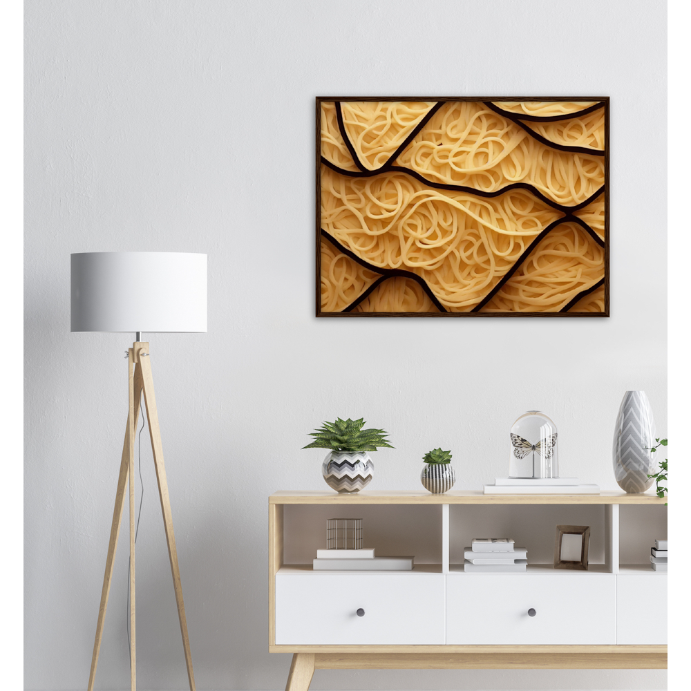 Poster mit Rahmen (Holz) - Spaghetti in shape - Pasta Love - Italien - China - Restaurant - Nudeln - Pasta - Teigwaren  - Wandkunst - Kunstdruck - Acryldruck - Kunstwerk - Office Poster - Poster mit Rahmen - Kaffee Tasse - Poster mit Leisten - Bedruckte Tassen - Kunst Marke - Art Brand - Kunstdrucke - Papier: 250g/qm - Künstler: Pixelboys - Poster with frame - Geschenkidee - Atelier Rome - Atelier Bologna - Atelier Milano -