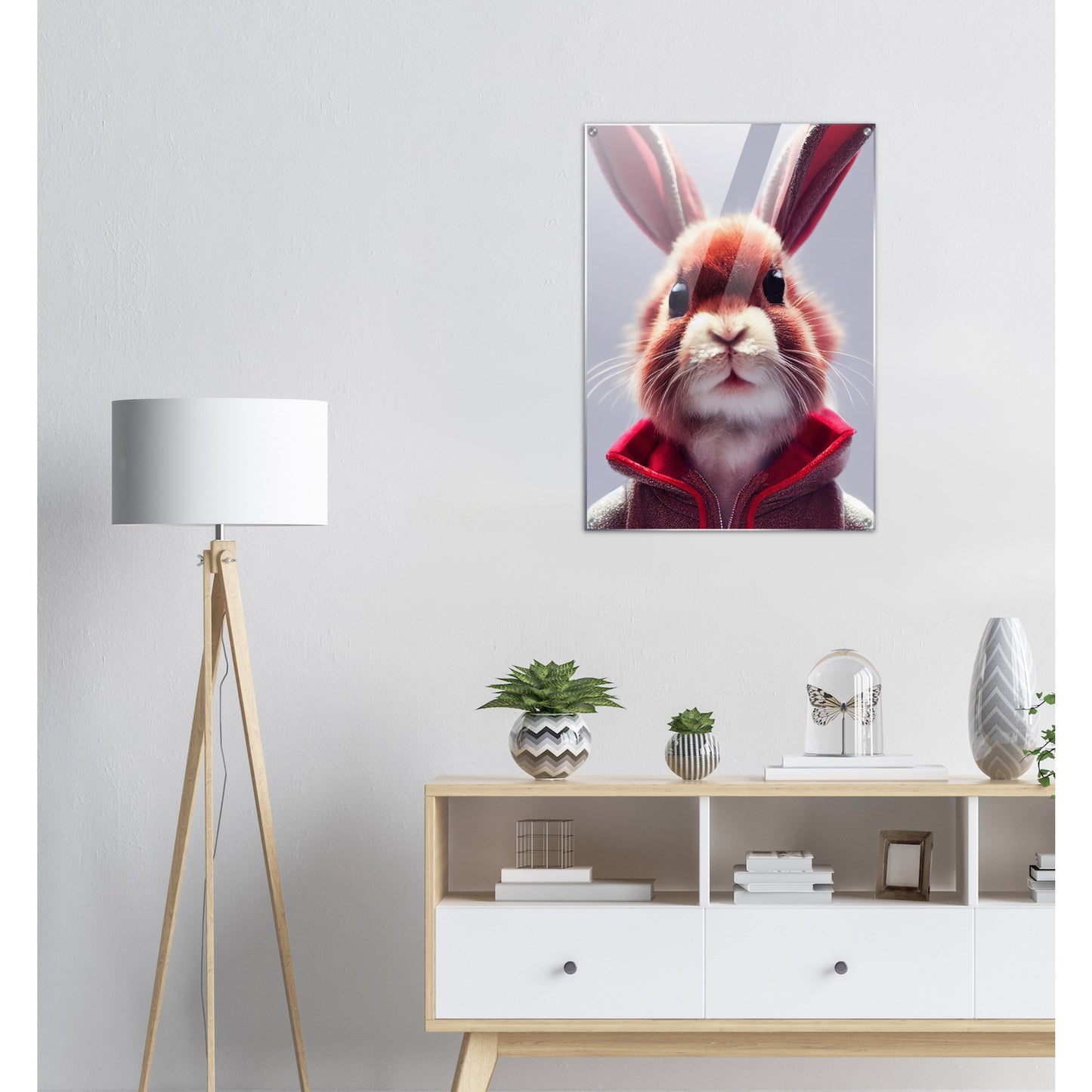 Acryldruck - Museumsqualität - Bunny in grey red tracksuit - "Julius" - Acryl art - personalized mug - customized mug - Cute rabbit - Marke:- Pixelboys - Brand - Art Prints - Marke - Wandkunst - Papierstärke: 250g/qm - Wall Art - Bunny crew - Skater Betty - Hasen Gang - Original - Künstler:Pixelboys - Poster with frame - Office Poster - Acrylkunst - Trend - Wandschmuck - Acrylbild - Atelier Canada - 