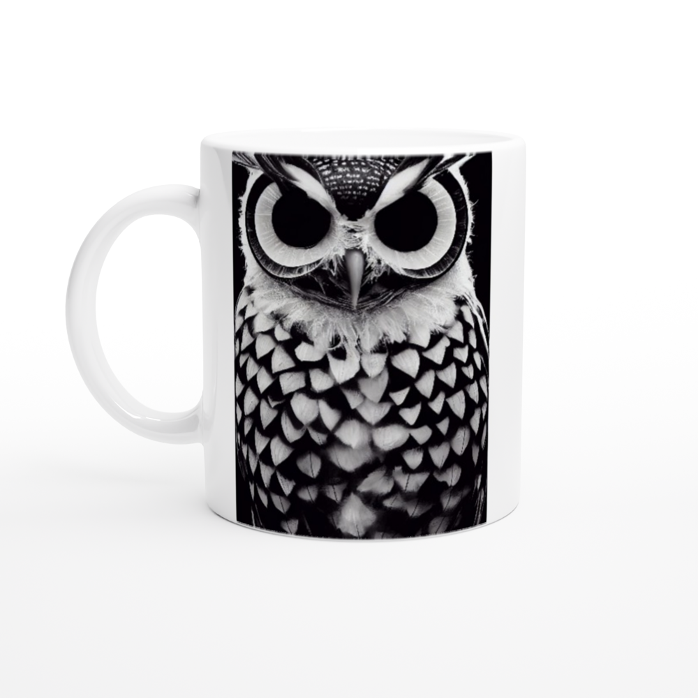 Personalisierte Tasse - Museumsqualität - Dark Owl, No. 1 - "Hedwig" - Becher - Vogel - Bird - Strigiformes - Noctua - Ornithologie - Kunstwerk - Museumsqualität - Acryldruck - Poster mit Rahmen - Poster mit Leisten - Bedruckte Tassen - Kunst Marke - Art Brand - Pixelboys - Kunstdruck - Wandbild - Kunstdrucke - Papier: 250g/qm - Künstler: John Grayst & Pixelboys - Eulen - Owl-  - Atelier - England - London - Birmingham–Wolverhampton - Manchester - Leeds Bradfort - Liverpool  