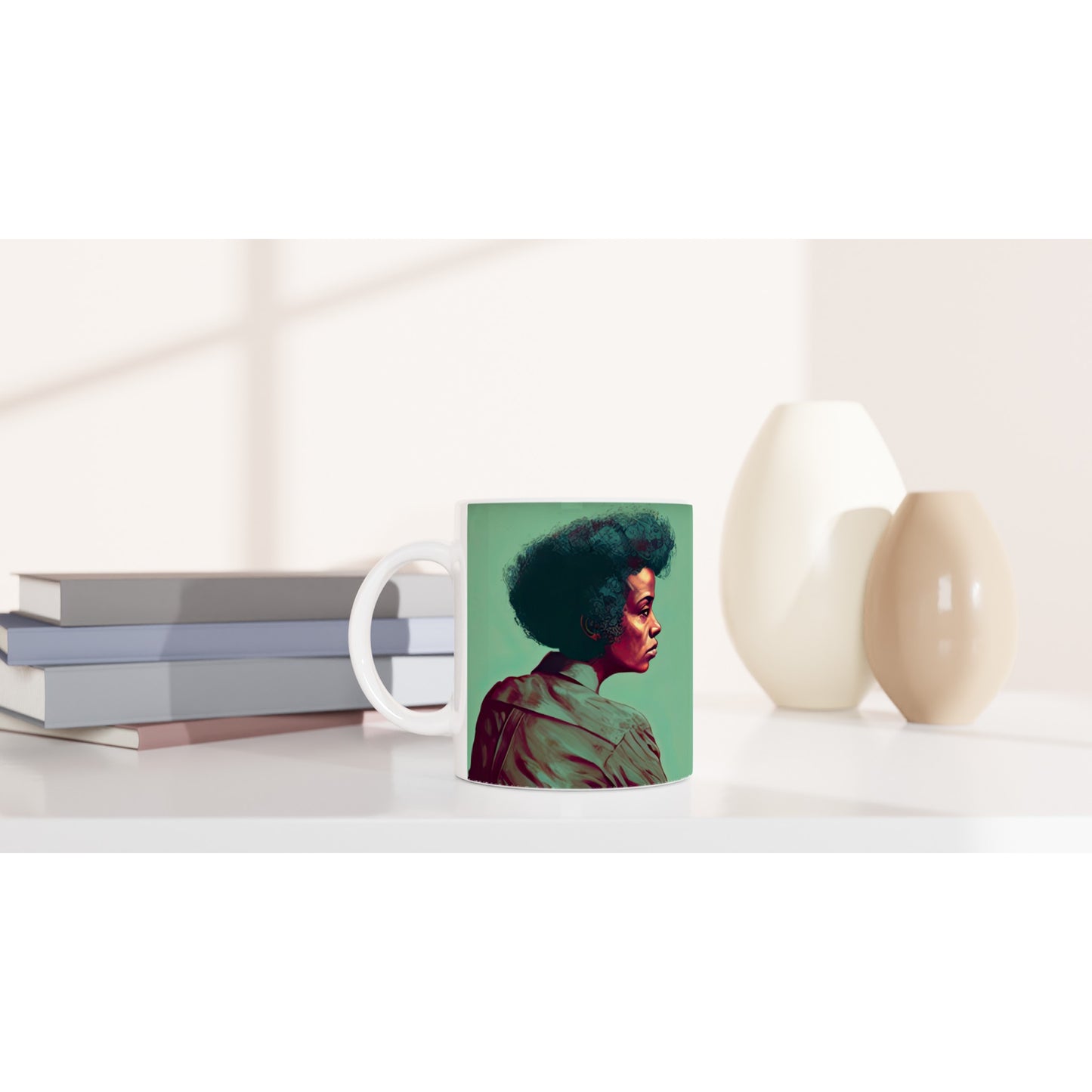 Personalisierte Tasse - in Museumsqualität - Listening - The Mother - rasism - motherhood - Posterleisten - USA - Fineart - Posterrahmen  - Wandkunst - Holzrahmen - Poster with frame - people of color - artwork - art brand - printed cup personalized - Holzleisten - pixelboys - Kunstdrucke - wandbilder - wall art - Kunst auf Tassen  - Office Poster - Gastrotassen - Wanddekoration - Acrylkunst - Geschenkidee - Office Poster - Acryldruck - Abstrakte Kunst - Family Art -