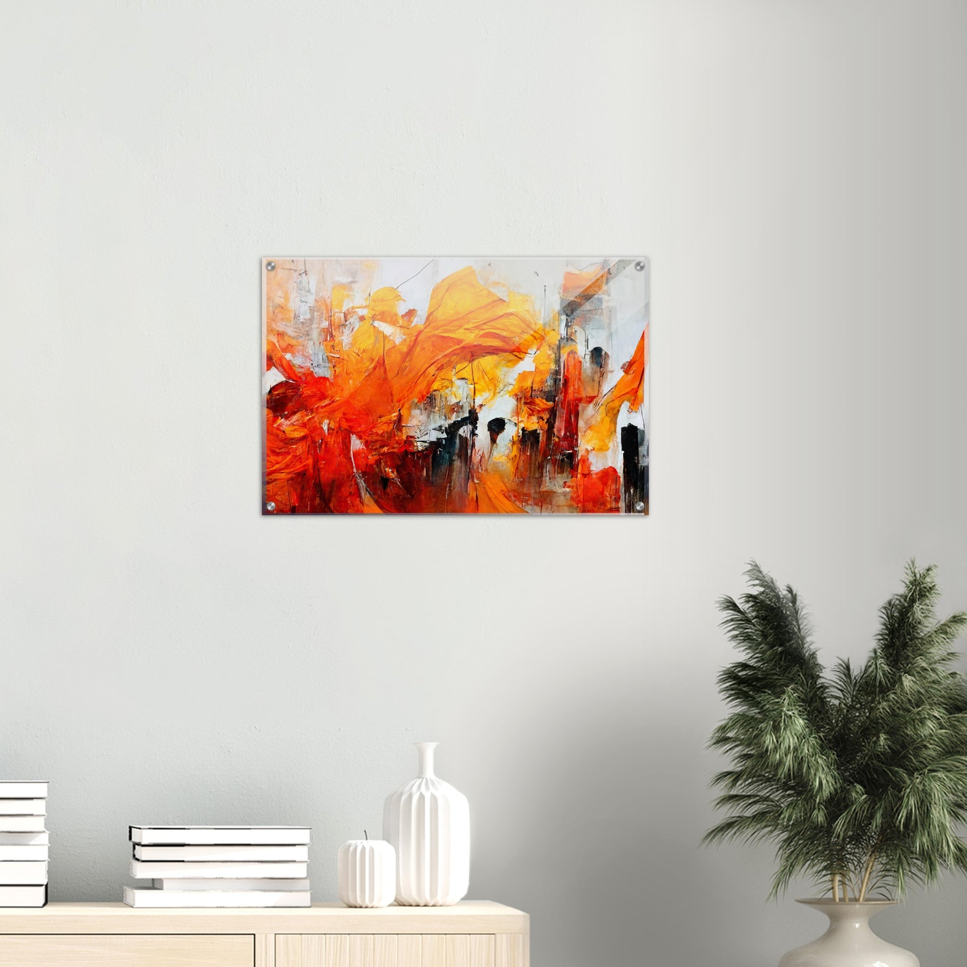 Acrylbild auf Glas - in Museumsqualität - “Urban Indian Summer“ - autumn - Neu-Delhi - Kalkutta- Ölgemälde - Abstract - India Art - Posterleisten - Fineart - Posterrahmen  - Wandkunst - Holzrahmen - Poster with frame - Abstract Orange - artwork - art brand - printed cup personalized - Holzleisten - pixelboys - Kunstdrucke - wandbilder - wall art - Kunst auf Tassen  - Office Poster - Gastrotassen - Wanddekoration - Fineart - Dynamic - Acrylkunst - Geschenkidee - Office Poster - Acryldruck - Abstrakte Kunst -