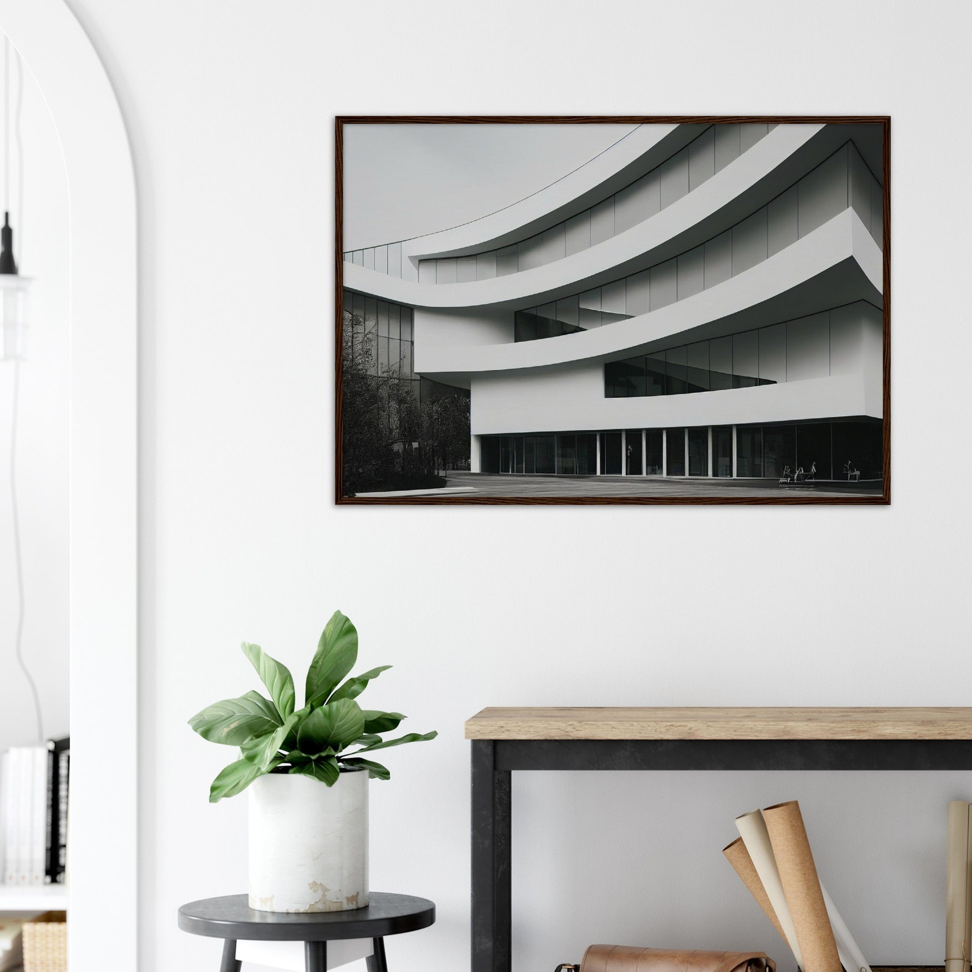 Poster mit Rahmen (Holz) - Modern Architecture - Tokyo - Art Design - Fineart - Wandkunst - Poster with frame - vintage architecture - future architecture Japan - home castle - artwork - art brand - printed cup personalized - pixelboys - japan - Kunstdrucke - wandbilder - wall art - Kunst auf Tassen - Office Poster - Gastrotassen - Wanddekoration - Geschenkidee - Skyline - Tokio - city Architecture - urbanism - Geschenkidee