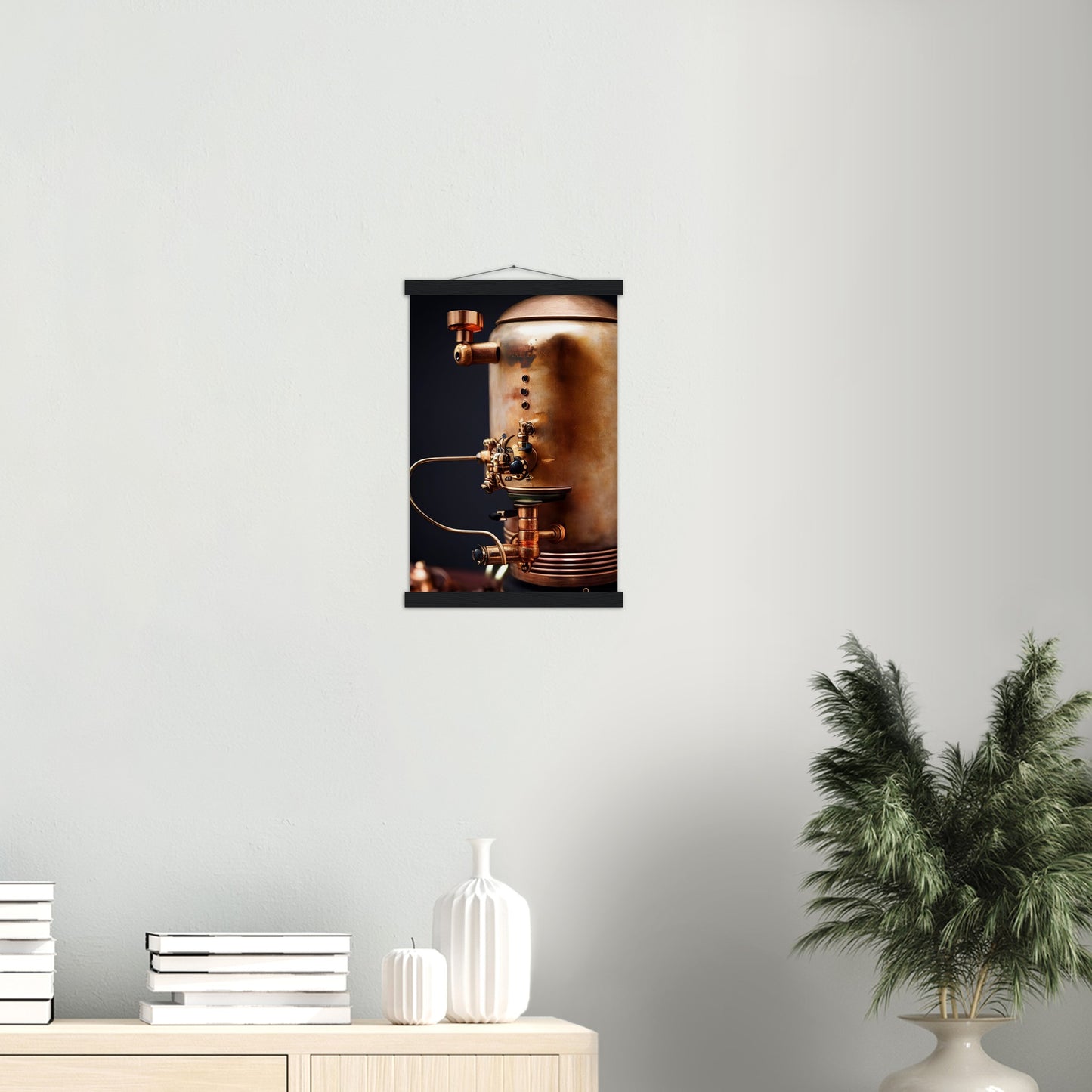 Poster mit Leisten (Holz) - Steampunk - Coffee Maker - No.5 - Collection Cup - Pixelboys - Wandbild - Kunstwerk - Hotelkunst - Kunst auf Postern - Fine Art - Steampunk - Future - Maschine - Poster with frame - Office Poster - Art Brand - Pixelboys - Coffee House - Restaurant Poster - Wall Art - Kunstdruck - Geschenkidee - Kunst auf Acrylglas - Future Coffee Cup - Personalisierbare Tasse - Gastro Tasse - exklusiv - Acryldruck - Gastronomie Poster - Hotelposter - Steam Punk Kitchen -   