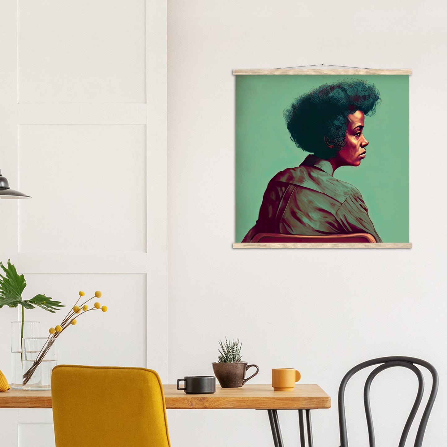 Poster mit Leisten (Holz) in Museumsqualität - Listening - The Mother - rasism - motherhood - Posterleisten - USA - Fineart - Posterrahmen  - Wandkunst - Holzrahmen - Poster with frame - people of color - artwork - art brand - printed cup personalized - Holzleisten - pixelboys - Kunstdrucke - wandbilder - wall art - Kunst auf Tassen  - Office Poster - Gastrotassen - Wanddekoration - Acrylkunst - Geschenkidee - Office Poster - Acryldruck - Abstrakte Kunst - Family Art -