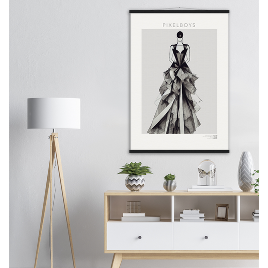 Haute Couture Poster Set mit Leisten aus Holz in Museumsqualität - Haute Couture - No. 4 - "Alice" - Künstler: "The Unknown Artist Nb. 517" Wandbilder - Kunstdrucke - Pixelboys - Atelier - Milano - Berlin - Munich - Madrid - New York - Dubai - Paris - Tokio - 