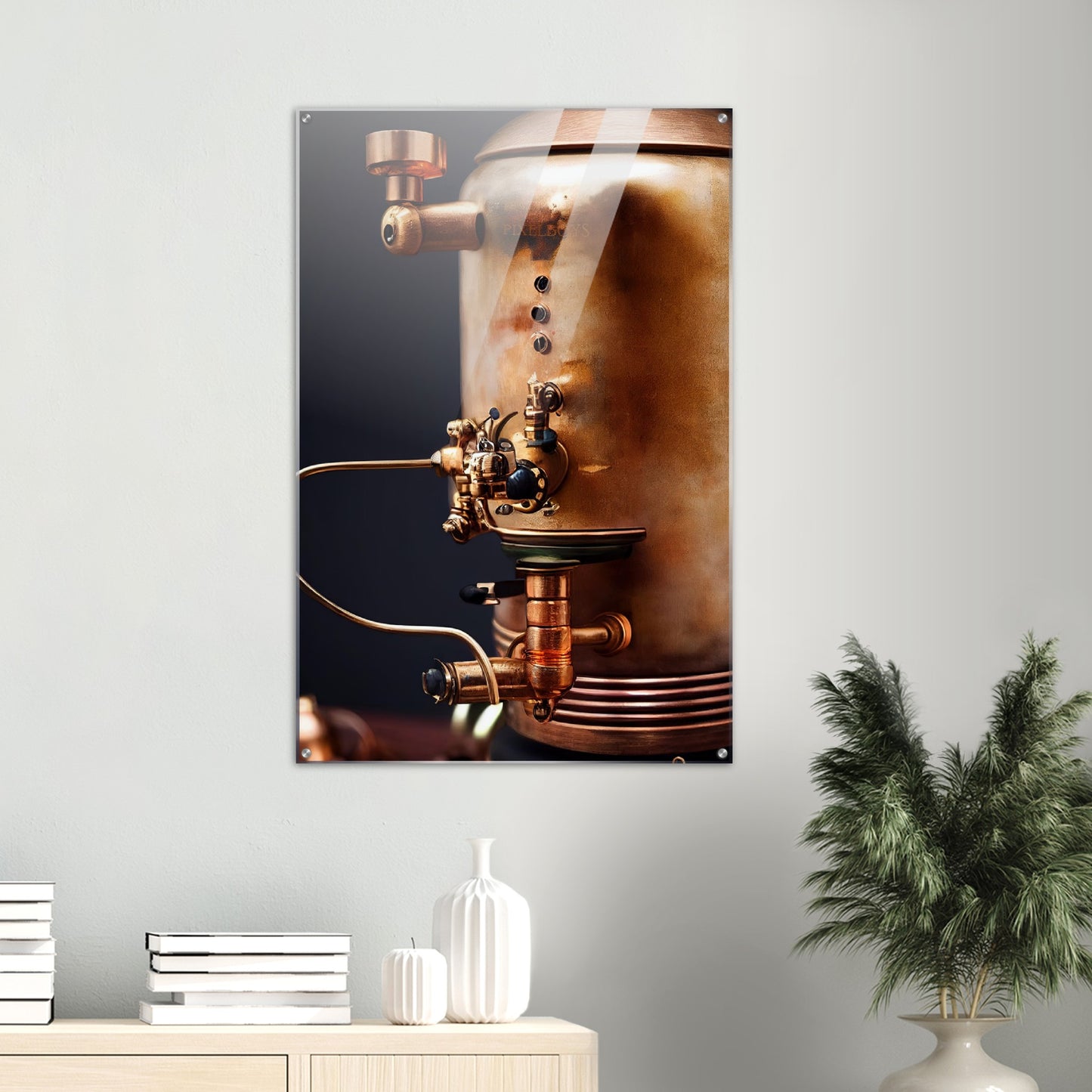 Acrylbild auf Glas - Kunstwerk - Steampunk - Coffee Maker - No.5 - Collection Cup - Pixelboys - Wandbild - Kunstwerk - Hotelkunst - Kunst auf Postern - Fine Art - Steampunk - Future - Maschine - Poster with frame - Office Poster - Art Brand - Pixelboys - Coffee House - Restaurant Poster - Wall Art - Kunstdruck - Geschenkidee - Kunst auf Acrylglas - Future Coffee Cup - Personalisierbare Tasse - Gastro Tasse - exklusiv - Acryldruck - Gastronomie Poster - Hotelposter - Steam Punk Kitchen -   