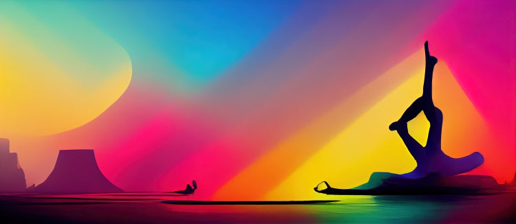 Yoga World - by John Grayst, eine Pixelboys Sammeltasse mit Meditationsmotiv